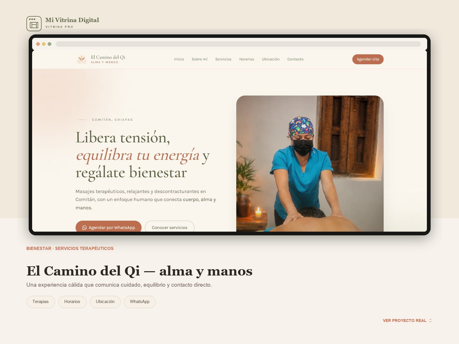 Captura real del sitio Qi Flow Hands