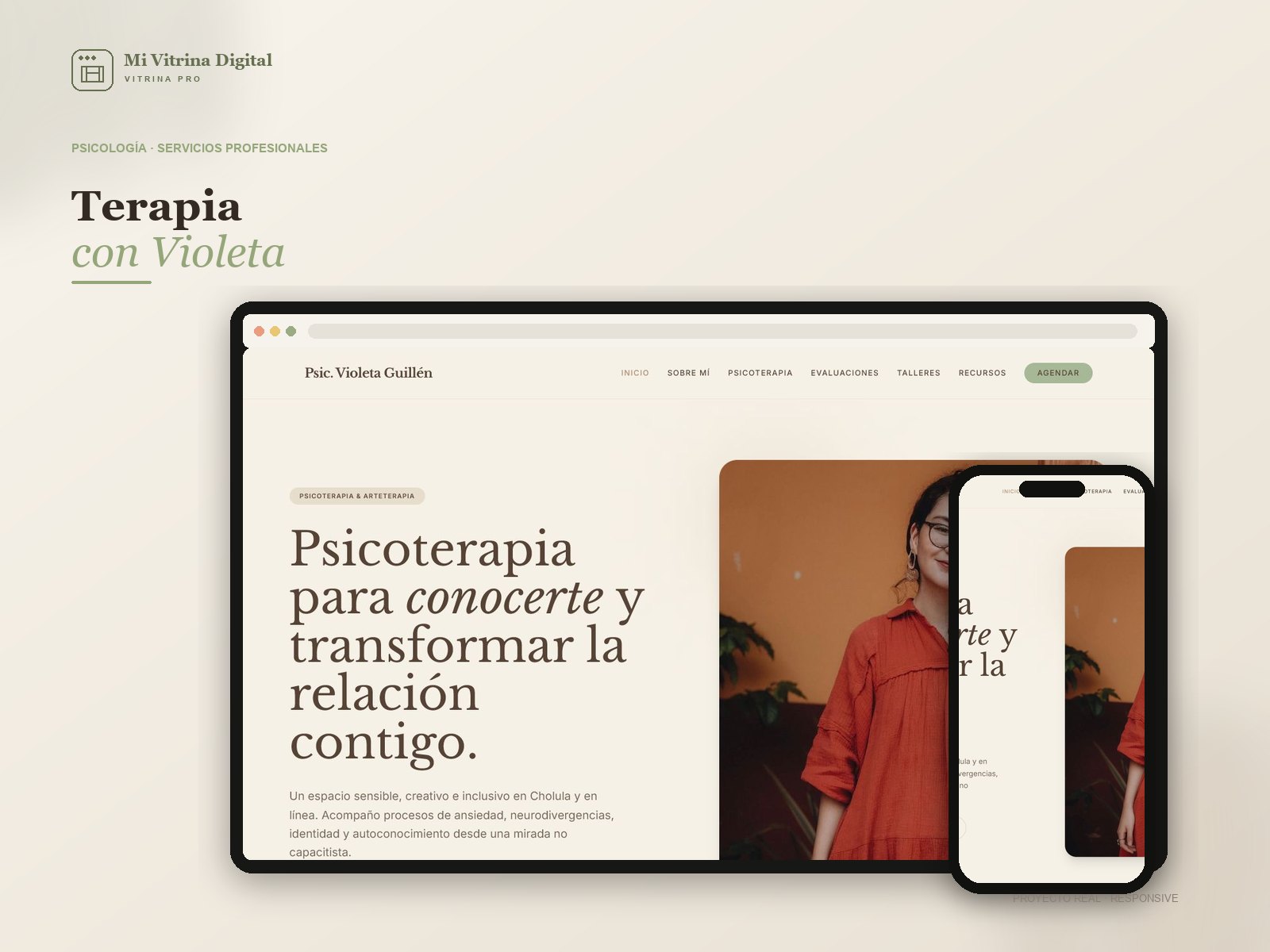 Captura real del sitio Terapia con Violeta